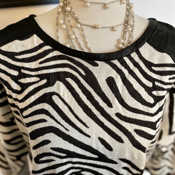 Trouvé Zebra Print Faux Leather Knit Sweater Sz S - Picture 7 of 8
